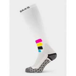 Skarpety narciarskie unisex Poederbaas Kompresja techniczna Pro Merino 1 para. Białe skarpetki POEDERBAAS, bez wzorów, z materiału. Za 199.42 zł.