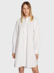 Tommy Hilfiger Sukienka koszulowa Solid WW0WW37102 Biały Oversize. Białe sukienki Tommy Hilfiger, bez wzorów, z bawełny, bez kołnierzyka, bez ramiączek, koszulowe. Za 419.99 zł.