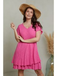 Curvy Lady Sukienka w kolorze różowym rozmiar: 44/46. Różowe sukienki Curvy Lady, na co dzień, bez wzorów, klasyczne, bez kołnierzyka, bez ramiączek, midi, proste. Za 104.14 zł.