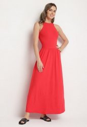 Czerwona Sukienka Bawełniana Rozkloszowana bez Rękawów z Kieszonkami Efrinara. Czerwone sukienki Born2be, na co dzień, l, bez wzorów, z bawełny, eleganckie, bez kołnierzyka, bez ramiączek, maxi, rozkloszowane. W wyprzedaży za 110.49 zł.
