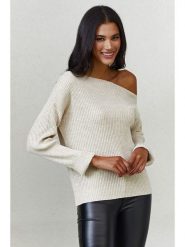 Milan Kiss Sweter w kolorze beżowym rozmiar: L. Brązowe swetry Milan Kiss, l, bez wzorów, bez ramiączek. Za 121.51 zł.