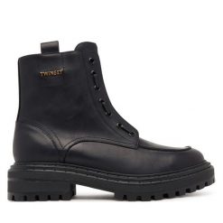 Botki TWINSET. Czarne botki Twinset, bez wzorów, bez obcasa, na płaskiej podeszwie, bez zapięcia. Za 939.99 zł.