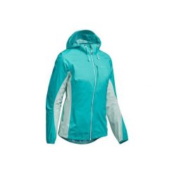 Kurtka turystyczna FH500 Helium Rain damska. Niebieskie kurtki przeciwdeszczowe QUECHUA, m, bez wzorów, z materiału, bez kaptura. Za 299.99 zł.