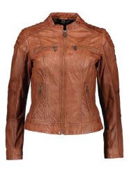 HIS Skórzana kurtka w kolorze jasnobrązowym rozmiar: 34. Brązowe kurtki HIS, bez wzorów, ze skóry, bez kaptura. Za 478.99 zł.