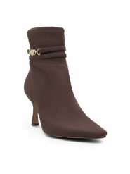Nine West Botki LUBENA ZL23003CC Brązowy. Brązowe botki Nine West, bez wzorów, z materiału, bez obcasa, na słupku, bez zapięcia. Za 139.99 zł.