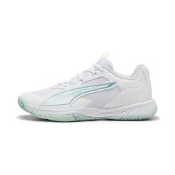 Damskie buty halowe Puma Accelerate Pro. Białe buty treningowe Puma, bez wzorów, z materiału, bez zapięcia, do piłki ręcznej. Za 439.99 zł.