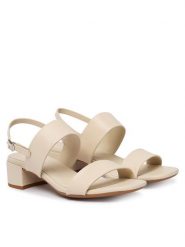 ECCO Sandały Liva 25030301378 Écru. Białe sandały ECCO, bez wzorów, ze skóry, bez obcasa, na słupku, bez zapięcia. Za 569.99 zł.