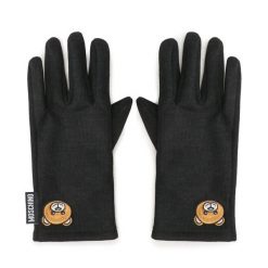 Rękawiczki Damskie MOSCHINO. Czarne rękawiczki MOSCHINO, bez wzorów, z dzianiny. Za 589.99 zł.