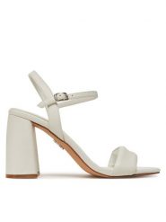 Steve Madden Sandały Mareena SM11003691 Biały. Białe sandały Steve Madden, bez wzorów, ze skóry, bez obcasa, na słupku, bez zapięcia. Za 359.99 zł.