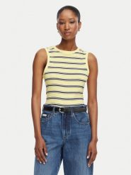Tommy Hilfiger Top WW0WW50025 Żółty Regular Fit. Żółte topy Tommy Hilfiger, xs, bez wzorów, z bawełny, bez kołnierzyka, bez ramiączek. Za 129.99 zł.