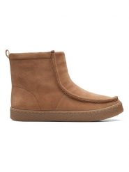 Clarks Skórzane botki "Barleigh Pull" w kolorze jasnobrązowym rozmiar: 41. Brązowe botki Clarks, bez wzorów, z nubiku, bez obcasa, na platformie, bez zapięcia. Za 113.63 zł.