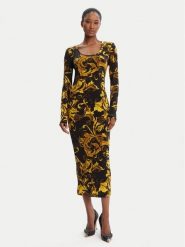 Versace Jeans Couture Sukienka codzienna 79HAO920 JS500 Czarny Slim Fit. Czarne sukienki Versace Jeans Couture, na co dzień, bez wzorów, z jeansu, bez kołnierzyka, bez ramiączek, proste. Za 1,199.00 zł.