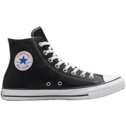 Trampki Converse Chuck Taylor HI Leather, Dla obu płci. Czarne buty sportowe lifestyle Converse, bez wzorów, ze skóry, bez zapięcia. Za 490.00 zł.