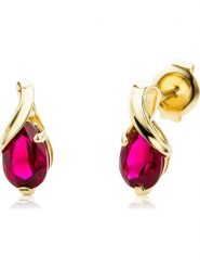 Revoni Złote kolczyki-wkrętki z rubinami rozmiar: onesize. Czerwone kolczyki Revoni, z rubinem, złote. Za 761.99 zł.