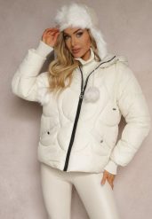 Jasnobeżowa Pudełkowa Kurtka z Pikowanymi Przeszyciami i Kapturem Semirielle. Brązowe kurtki Renee, l, bez wzorów, z jeansu, eleganckie. W wyprzedaży za 150.49 zł.