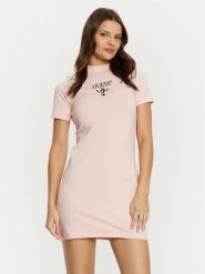 Guess Sukienka codzienna V4YK02 KCDH1 Różowy Regular Fit. Czerwone sukienki Guess, na co dzień, xl, z aplikacjami, z bawełny, bez kołnierzyka, bez ramiączek, proste. Za 299.99 zł.