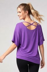 Bluzka damska do tańca i fitness Kizomba violet 2skin. Fioletowe t-shirty sportowe 2SkIN, bez wzorów, z dresówki, bez ramiączek, na fitness i siłownię. Za 129.00 zł.
