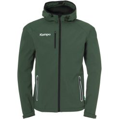 Kurtka softshell Kempa. Czarne kurtki przejściowe sportowe Kempa, l, bez wzorów, z materiału, z kapturem. Za 427.80 zł.