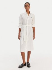 Polo Ralph Lauren Sukienka koszulowa 211B18781001 Biały Regular Fit. Białe sukienki Polo Ralph Lauren, bez wzorów, z bawełny, bez kołnierzyka, bez ramiączek, koszulowe. Za 1,299.00 zł.