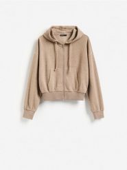 Rozpinana bluza z kapturem - beżowy. Brązowe bluzy Reserved, l, bez wzorów, z bawełny, bez ramiączek, z kapturem. Za 119.99 zł.