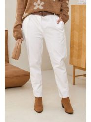 Curvy Lady Spodnie w kolorze białym rozmiar: 48/50. Białe spodnie materiałowe Curvy Lady, bez wzorów, z bawełny, klasyczne, z standardowym stanem. Za 126.75 zł.