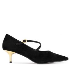 Szpilki Gino Rossi. Czarne czółenka Gino Rossi, bez wzorów, bez obcasa, na szpilce, bez zapięcia. Za 329.99 zł.