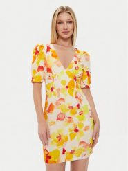 Morgan Sukienka letnia 241-RAMIN.F Żółty Slim Fit. Żółte sukienki Morgan, bez wzorów, z bawełny, bez kołnierzyka, bez ramiączek. Za 259.99 zł.