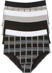 Figi z wysokim stanem z bawełny organicznej (4 pary). Czarne figi bonprix, bez wzorów, z bawełny, z podwyższonym stanem. Za 72.99 zł.