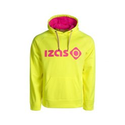 Bluza z kapturem unisex DUERO V4 z logo i kieszenią z przodu. Żółte bluzy IZAS, na zimę, l, bez wzorów, sportowe, bez ramiączek, z kapturem. Za 182.57 zł.