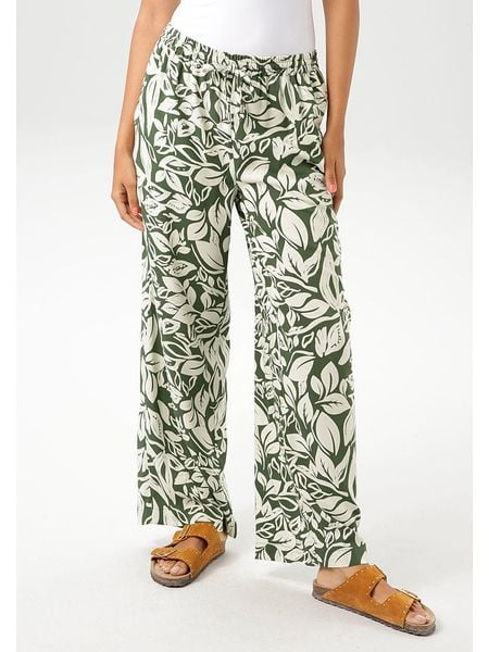 Aniston Spodnie w kolorze ciemnozielono-kremowym rozmiar: 36. Brązowe spodnie materiałowe Aniston, bez wzorów, z materiału, z podwyższonym stanem. Za 43.78 zł.