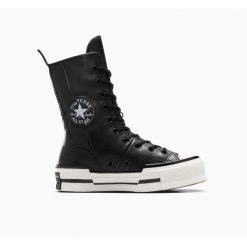Tenisówki Converse Chuck 70 Plus Xhi Leather. Czarne trampki Converse, bez wzorów, z materiału, eleganckie, przed kolano, bez zapięcia. Za 590.00 zł.