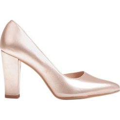 Marco Shoes Czółenka z otwartym bokiem w kolorze platyny złoty. Żółte czółenka Marco Shoes, bez wzorów, z otwartym noskiem, bez obcasa, bez zapięcia. Za 279.00 zł.
