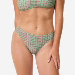 Dół kostiumu kąpielowego damski Decathlon Nina Keyshot. Zielone bikini Decathlon, bez wzorów, z elastanu, klasyczne. Za 39.99 zł.