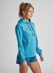 Bluza do piłki ręcznej damska Hummel Core XK z kapturem. Niebieskie bluzy Hummel, s, bez wzorów, z polaru, eleganckie, bez ramiączek, z kapturem. Za 196.70 zł.