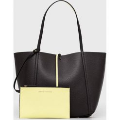 Armani Exchange torebka dwustronna kolor brązowy. Brązowe shopper bag Armani Exchange, bez wzorów, na ramię, bez dodatków. Za 449.90 zł.