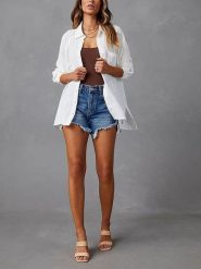 Milan Kiss Koszula w kolorze białym rozmiar: M. Białe koszule Milan Kiss, m, bez wzorów, z bawełny, bez kołnierzyka, bez ramiączek. Za 130.99 zł.