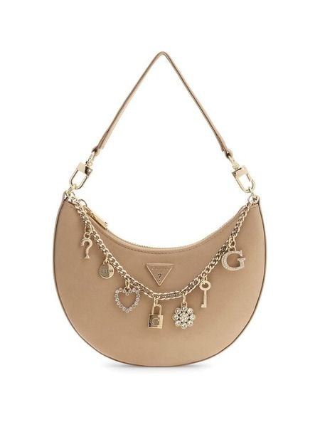 Guess Torebka HWES99 31720 Beżowy. Brązowe listonoszki Guess, z aplikacjami, z materiału, bez dodatków. Za 329.99 zł.
