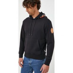 Save The Duck bluza kolor czarny z kapturem z nadrukiem. Czarne bluzy Save the duck, l, bez wzorów, z bawełny, bez ramiączek, z kapturem. W wyprzedaży za 299.99 zł.
