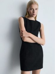 Mango Sukienka codzienna Salome 77046761 Czarny Slim Fit. Czarne sukienki Mango, na co dzień, m, bez wzorów, z syntetyku, bez kołnierzyka, bez ramiączek, proste. Za 69.99 zł.