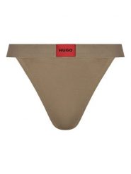 HUGO Stringi String Red Label 50492326 Brązowy. Brązowe stringi Hugo, bez wzorów, z bawełny. Za 69.99 zł.