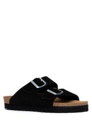 BACKSUN Skórzane klapki w kolorze czarnym rozmiar: 41. Czarne klapki Backsun, bez wzorów, klasyczne, z otwartym noskiem, bez obcasa, bez zapięcia. Za 173.99 zł.