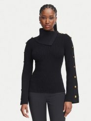 Elisabetta Franchi Golf MK-03S-66E2-V420 Czarny Slim Fit. Czarne swetry Elisabetta Franchi, s, bez wzorów, z wiskozy, bez ramiączek. Za 1,799.00 zł.
