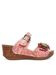 Laura Vita Klapki Dino 31 Różowy. Czerwone klapki LAURA VITA, bez wzorów, ze skóry, bez obcasa, bez zapięcia. Za 439.99 zł.