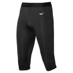 Damskie legginsy 3/4 Mizuno Breath Thermo Mid Weight. Czarne legginsy sportowe Mizuno, bez wzorów, na fitness i siłownię. Za 310.50 zł.