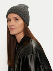 Calvin Klein Czapka Chunky K60K612873 Szary. Szare czapki zimowe Calvin Klein, bez wzorów, z materiału. Za 239.99 zł.