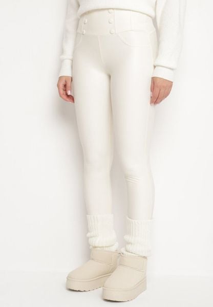 Białe Legginsy z Ekoskóry Ocieplane z Efektem Push-Up Labrisa. Białe legginsy Born2be, bez wzorów, z jeansu, eleganckie. Za 39.99 zł.