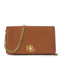 Torebka LAUREN RALPH LAUREN. Brązowe kopertówki Lauren Ralph Lauren, bez wzorów, wizytowe, bez dodatków. Za 839.99 zł.