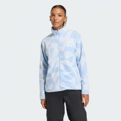 Bluza Terrex Multi Printed Full-Zip Fleece. Niebieskie bluzy bez kaptura adidas, bez wzorów, z materiału, trekkingowe. Za 299.00 zł.