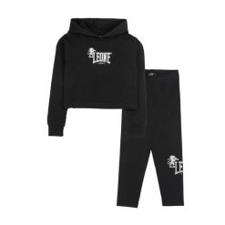 Zestaw zimowy Leone 1947 Lavender Mädchen, bluza z kapturem i legginsy. Czarne bluzy LEONE 1947 APPAREL, na zimę, m, bez wzorów, z bawełny, sportowe, bez ramiączek, z kapturem. W wyprzedaży za 117.88 zł.