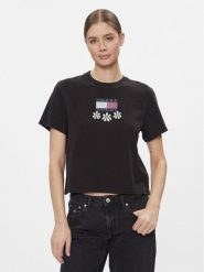 Tommy Jeans T-Shirt Tjw Bxy Daisy Flag Tee DW0DW17712 Czarny Regular Fit. Czarne t-shirty Tommy Jeans, s, bez wzorów, z bawełny, bez kołnierzyka, bez ramiączek. Za 99.99 zł.